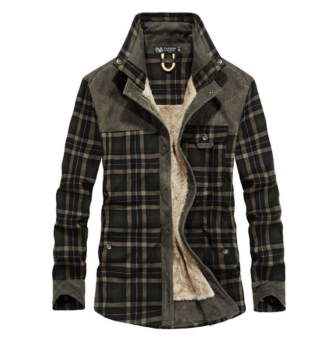 Veste à carreaux d'hiver Loom & Soul™ pour homme – Manteau militaire épais en coton doublé de polaire pour la chaleur et un style classique