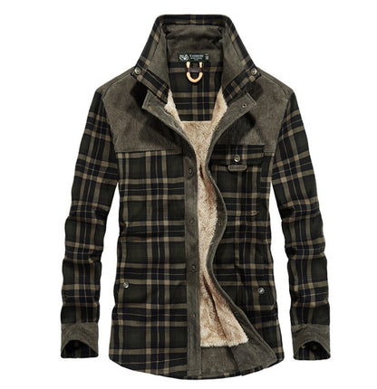 Veste à carreaux d'hiver Loom & Soul™ pour homme – Manteau militaire épais en coton doublé de polaire pour la chaleur et un style classique