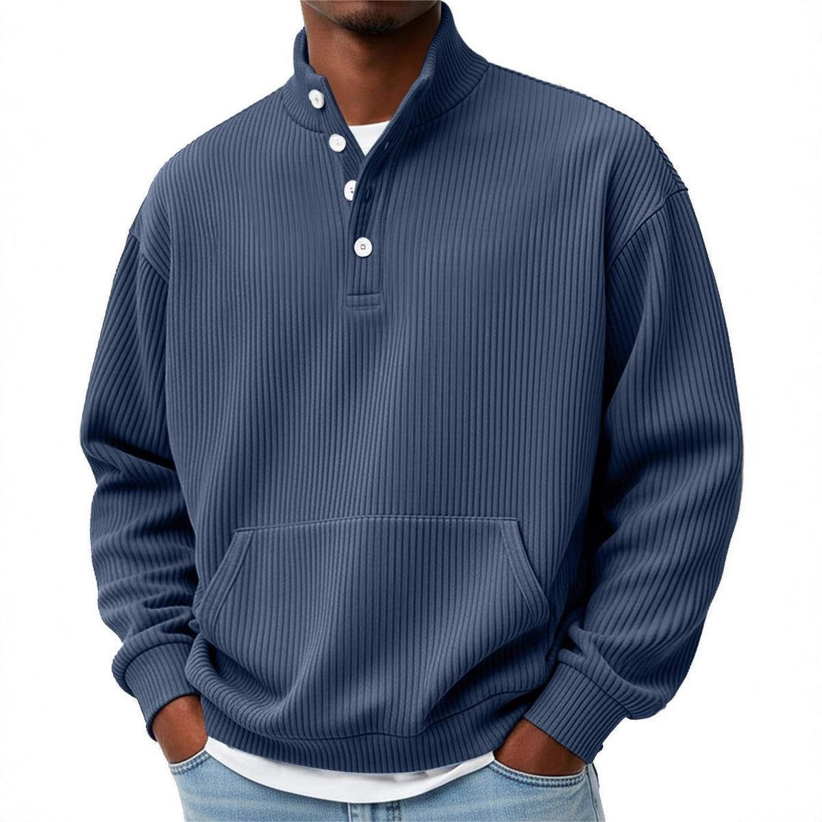 Men’s Solid Color Turtleneck Sweatshirt – Long Sleeve Casual Polo