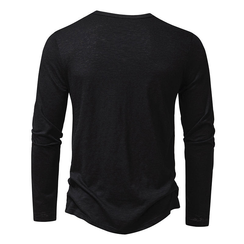 Haut à manches longues boutonné Loom & Soul™ pour homme – T-shirt uni décontracté pour le printemps et l'automne