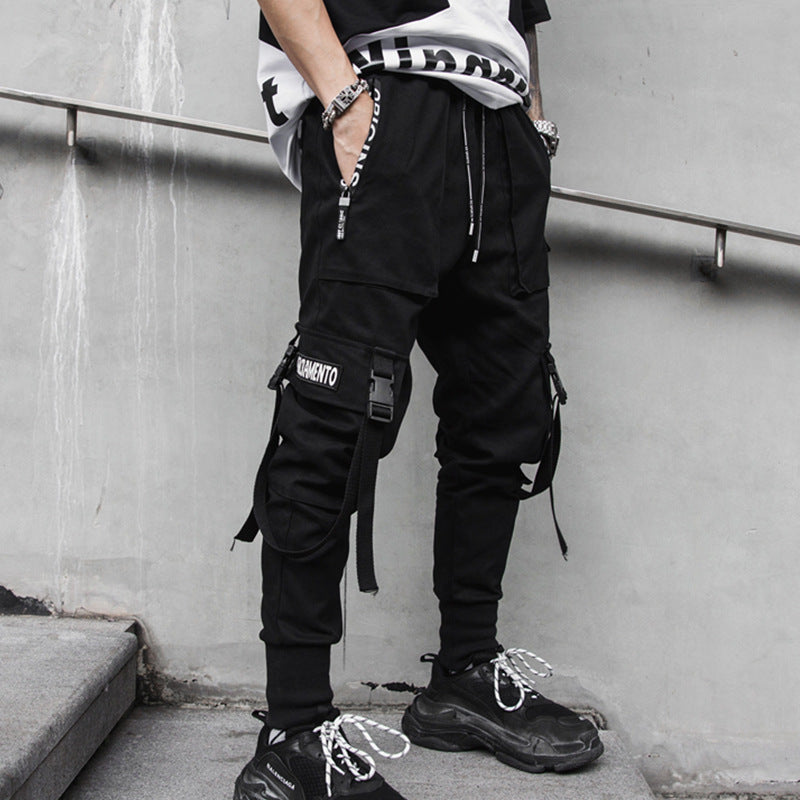 Loom & Soul Men’s Hip Hop Casual Pants – Streetwear Cone Fit Overalls with Mid-Waist Design for Youth Style