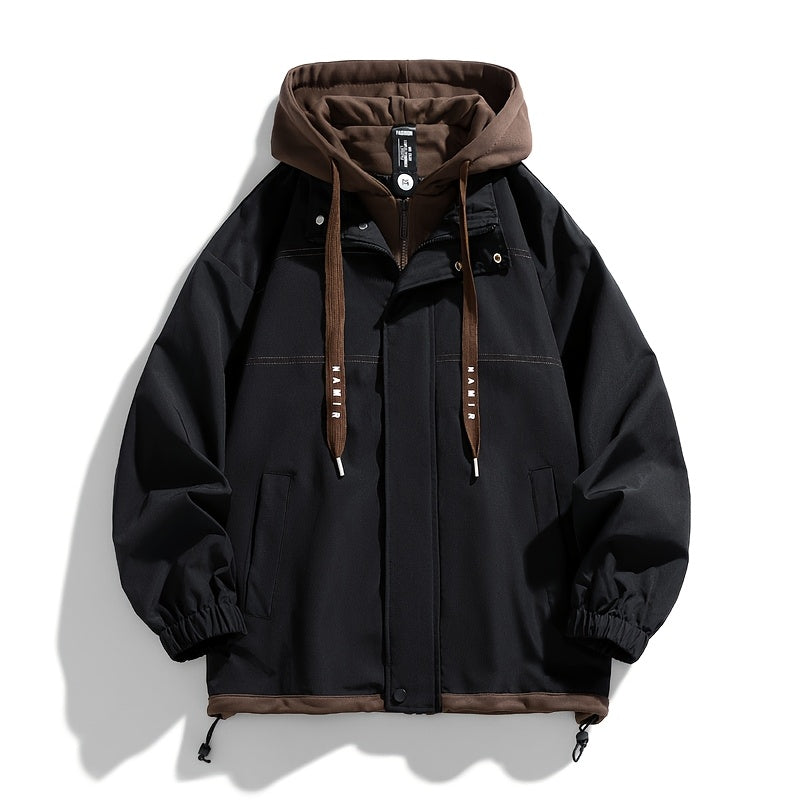 Veste zippée color block Loom & Soul pour homme – Coupe-vent léger à capuche
