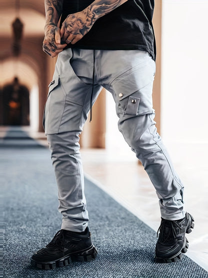 Pantalon cargo noir pour homme – Pantalon streetwear multipoches à cordon de serrage