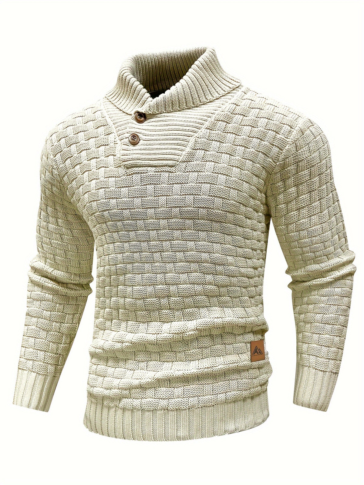 Pull en tricot gaufré pour homme – Grande élasticité avec col à revers