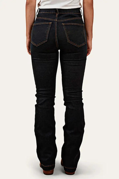 Women’s High-Rise Bootcut Jeans – Tummy Control Double-Button Denim