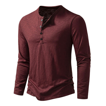 Haut à manches longues boutonné Loom & Soul™ pour homme – T-shirt uni décontracté pour le printemps et l'automne