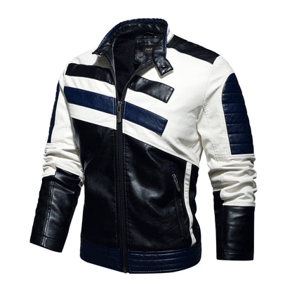 Blouson de moto en cuir pour homme – Coupe ajustée à col montant style aviateur