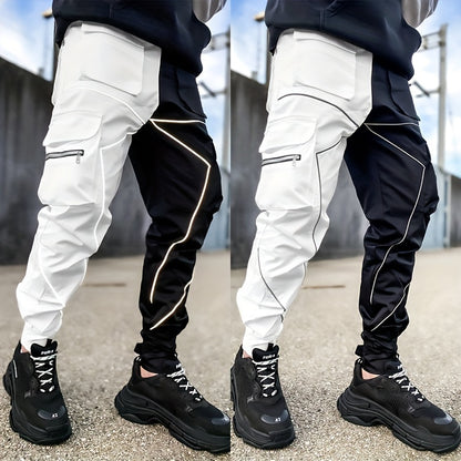 Pantalones cargo reflectantes para hombre – Pantalones deportivos holgados multibolsillos