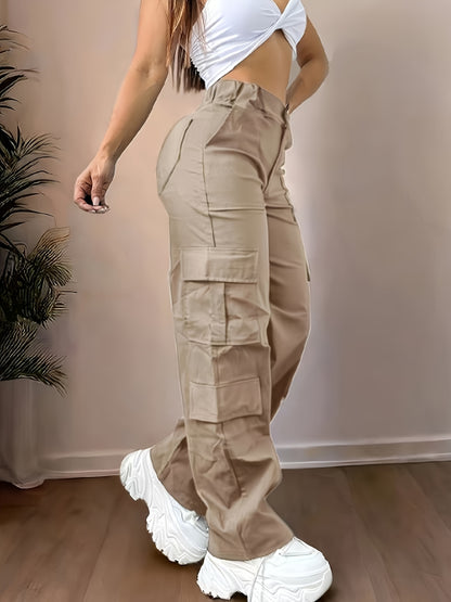 Pantalon cargo taille haute – Large et multi-poches style urbain