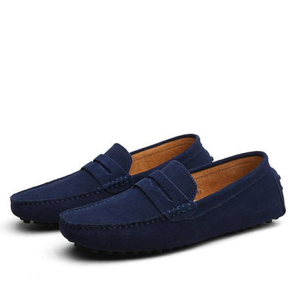 Loom & Soul Men’s Casual Leather Shoes – Genuine Cowhide Upper, Pigskin Lining, Anti-Skid Rubber Sole, Round Toe Slip-On Comfort