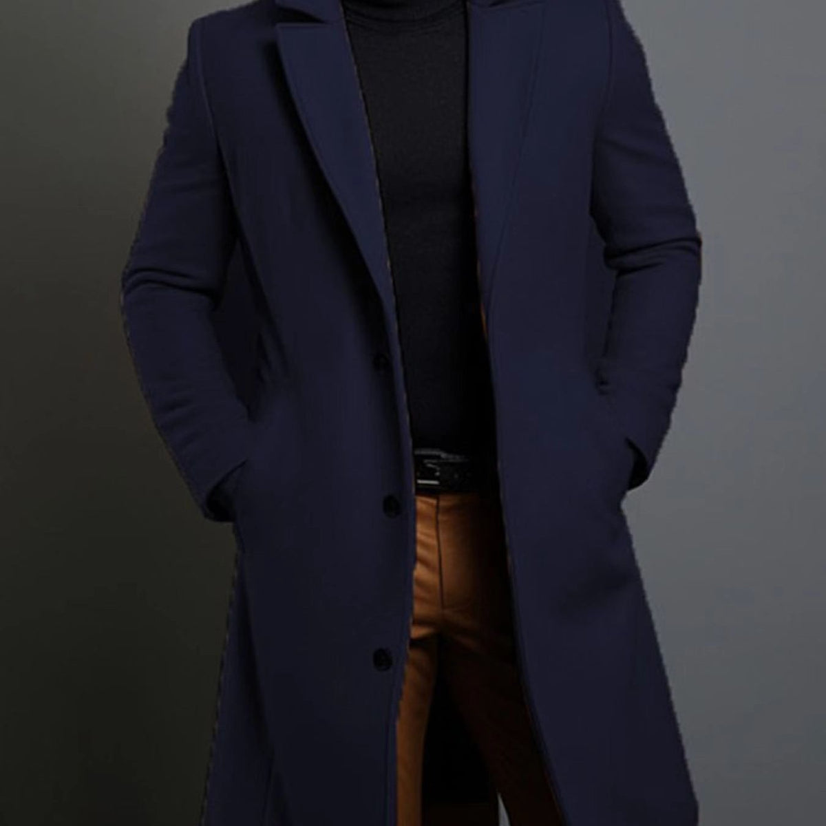 Men’s Classic Lapel Coat – Single Breasted Winter Jacket