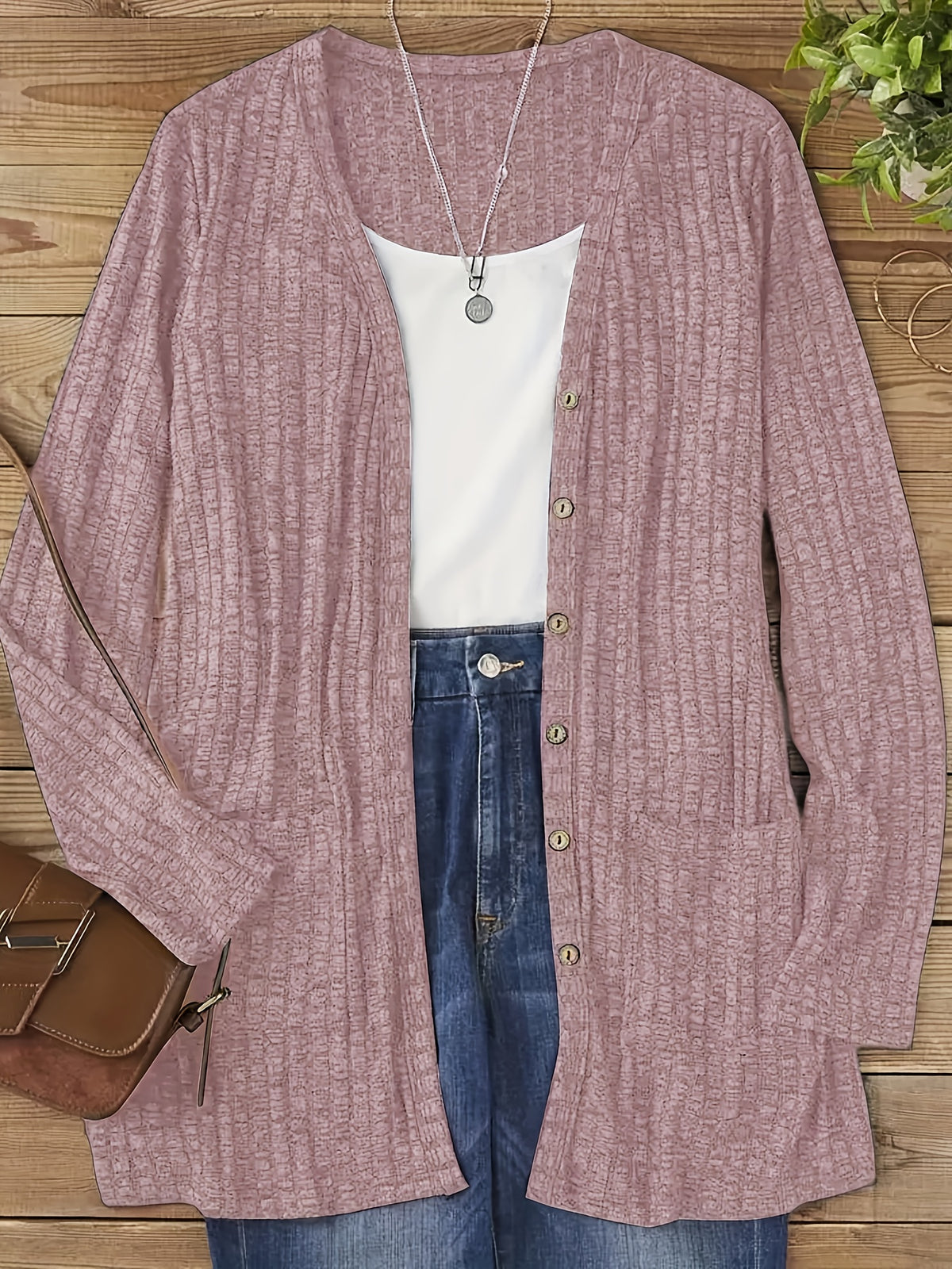 Cardigan élégant col V pour femme – Pull d'automne douillet boutonné