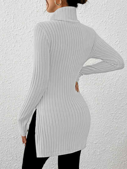 Haut élégant à col roulé pour femme – Tricot doux à manches longues et col montant