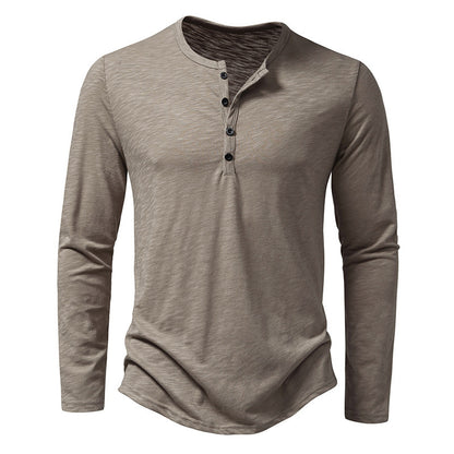 Haut à manches longues boutonné Loom & Soul™ pour homme – T-shirt uni décontracté pour le printemps et l'automne