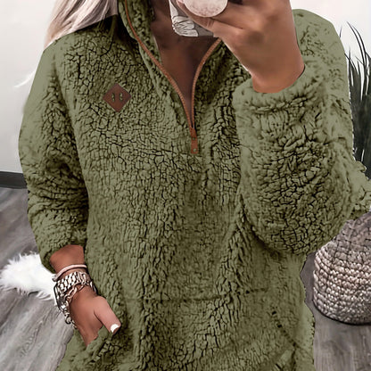 Sweat à capuche zippé douillet doublé polaire – Doux et décontracté pour femme