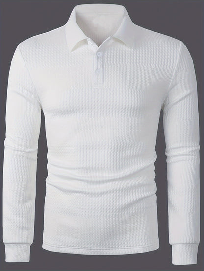 Men’s Summer Jacquard Lapel Shirt – Slim Fit Short Sleeve Polo