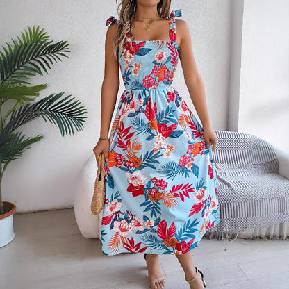 Robe longue corset florale Loom & Soul™ – Robe de plage sans manches taille haute pour femme