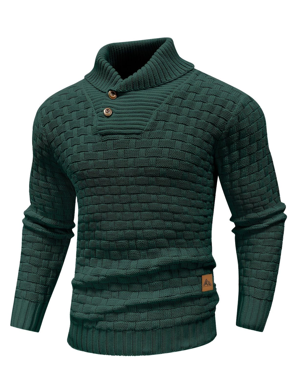 Pull en tricot gaufré pour homme – Grande élasticité avec col à revers