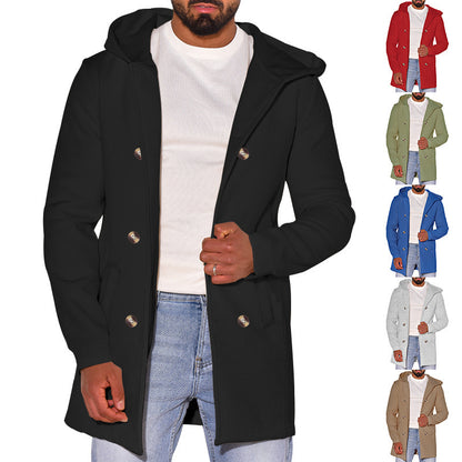 Trench-coat en laine slim pour homme avec capuche – Un style polyvalent pour toutes les saisons