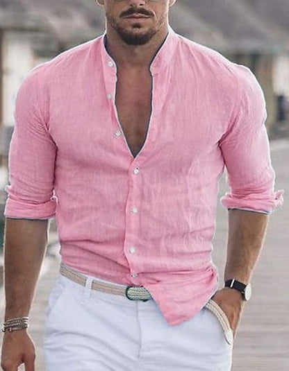 Chemise en coton à manches longues Loom & Soul™ pour homme – Haut décontracté uni boutonné