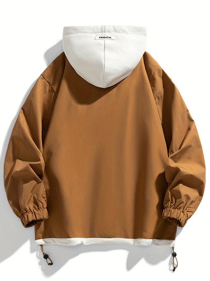 Veste zippée color block Loom & Soul pour homme – Coupe-vent léger à capuche