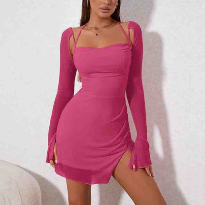 Backless Halter Midi Dress – Elegant Solid Color Summer Dress