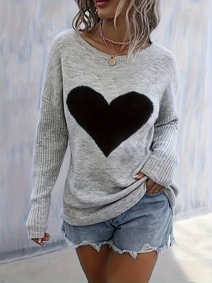 Haut cœur noir pour femme – Blouse élégante à col rond, toutes saisons