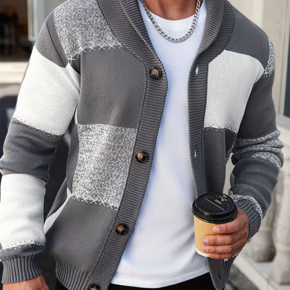 Gilet en maille à coutures contrastantes – Pull décontracté côtelé à revers