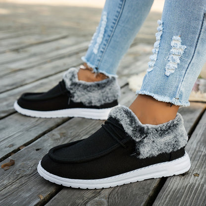 Women’s Slip-On Loafers – Warm Non-Slip Casual Winter Shoes with EVA Sole