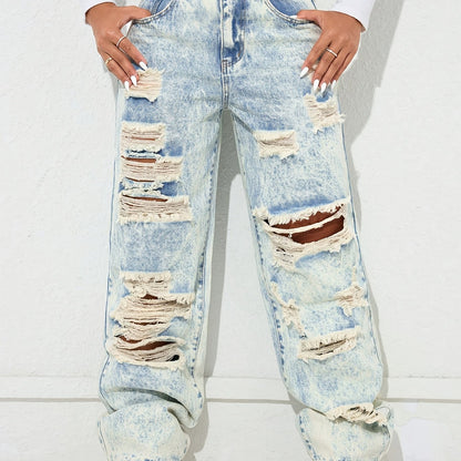 Jean Large Coupe Vintage Effet Délavé – Denim Urbain Bleu Lavé Classique