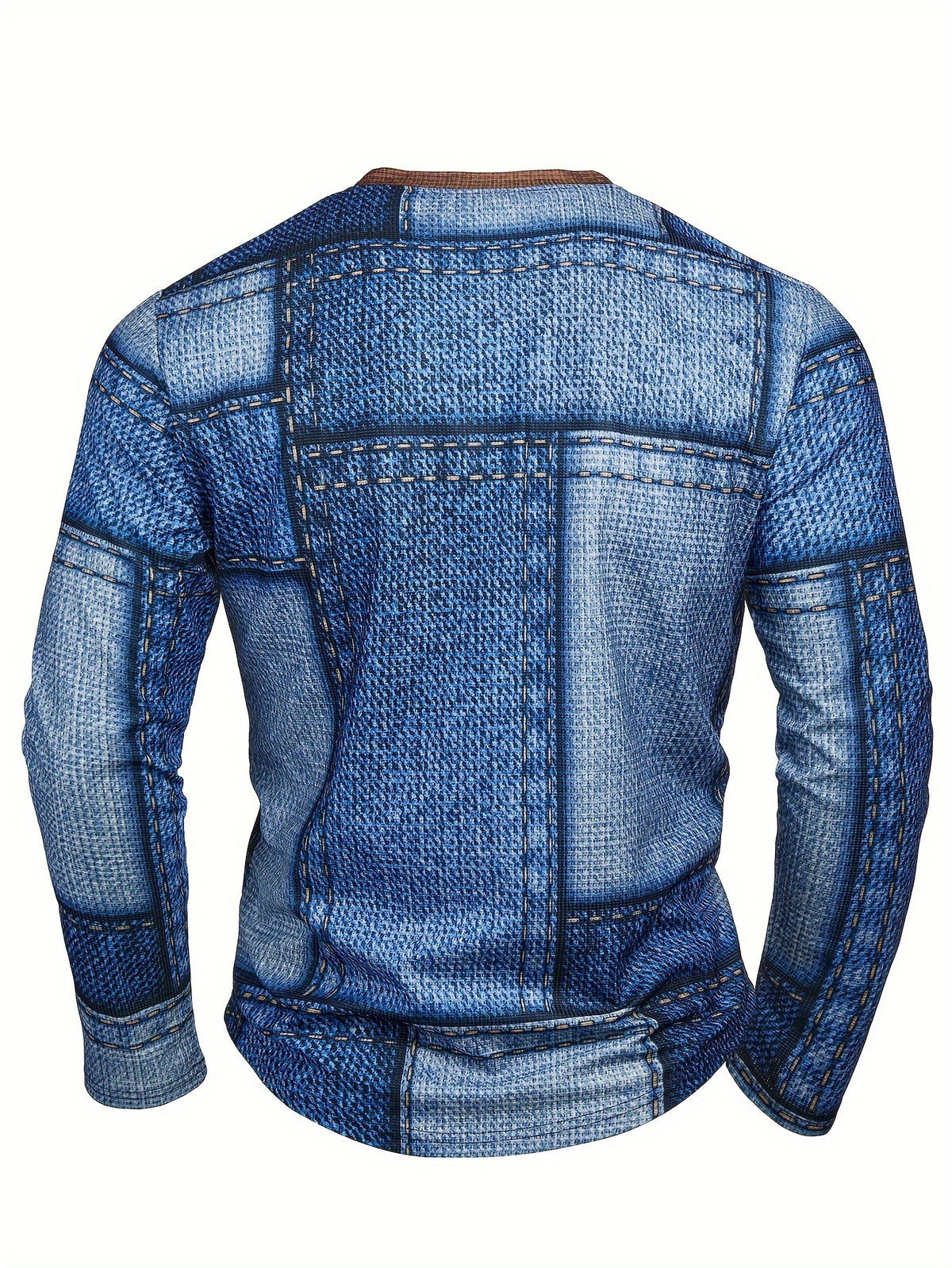Haut pour homme Henry géométrique – T-shirt décontracté à manches longues et col rond