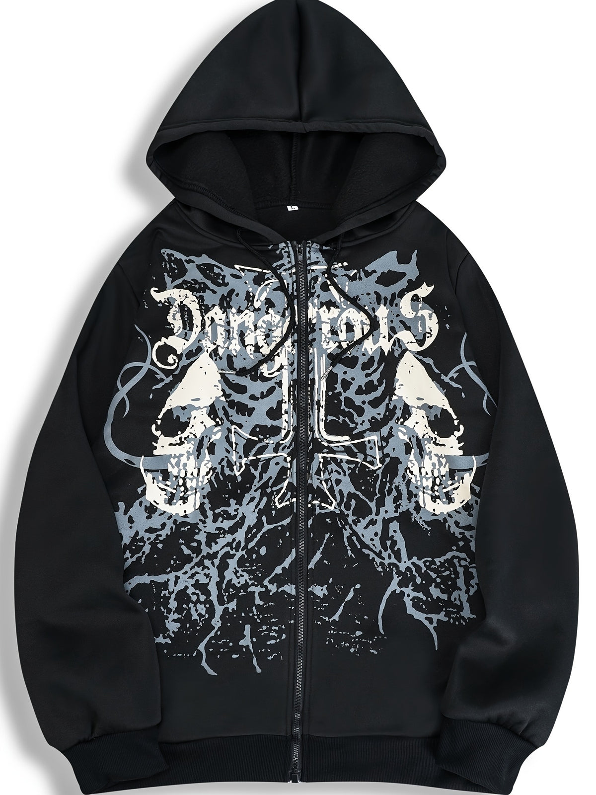 Veste à capuche pour hommes avec imprimé tête de mort – Sweat à capuche zippé décontracté automne/hiver