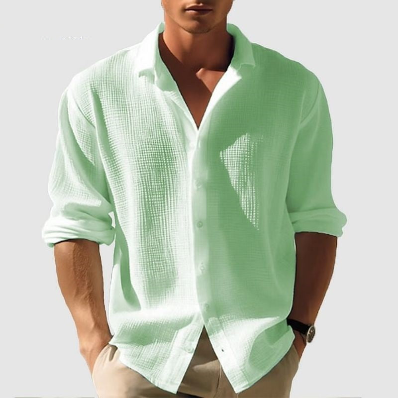 Chemise à manches longues et revers Loom & Soul™ pour homme – Haut décontracté uni boutonné pour l'automne et le printemps