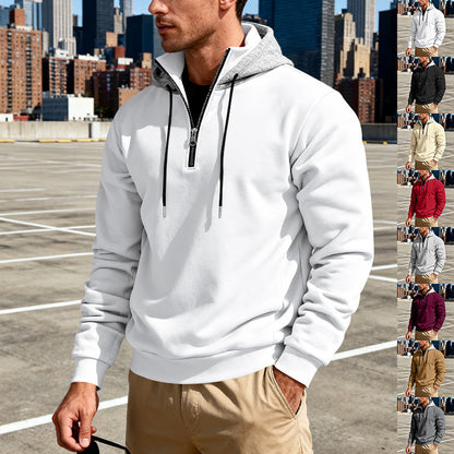 Haut à capuche pour homme avec col montant – Sweat décontracté de luxe pour les trajets quotidiens