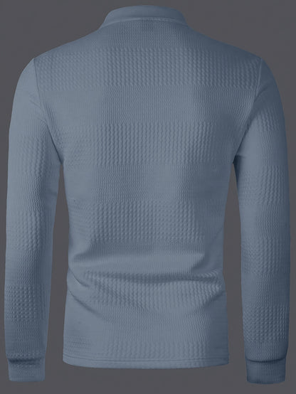 Men’s Summer Jacquard Lapel Shirt – Slim Fit Short Sleeve Polo
