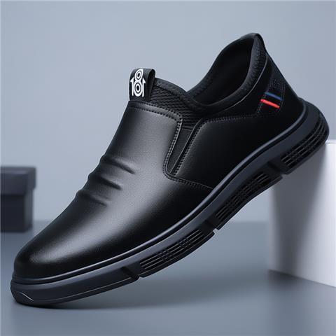 Loom & Soul Men’s Black & White Walking Shoes – Casual PU Leather Flats with Suede Finish, Breathable Comfort & Lace-Up Design