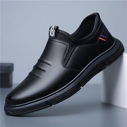 Loom & Soul Men’s Black & White Walking Shoes – Casual PU Leather Flats with Suede Finish, Breathable Comfort & Lace-Up Design