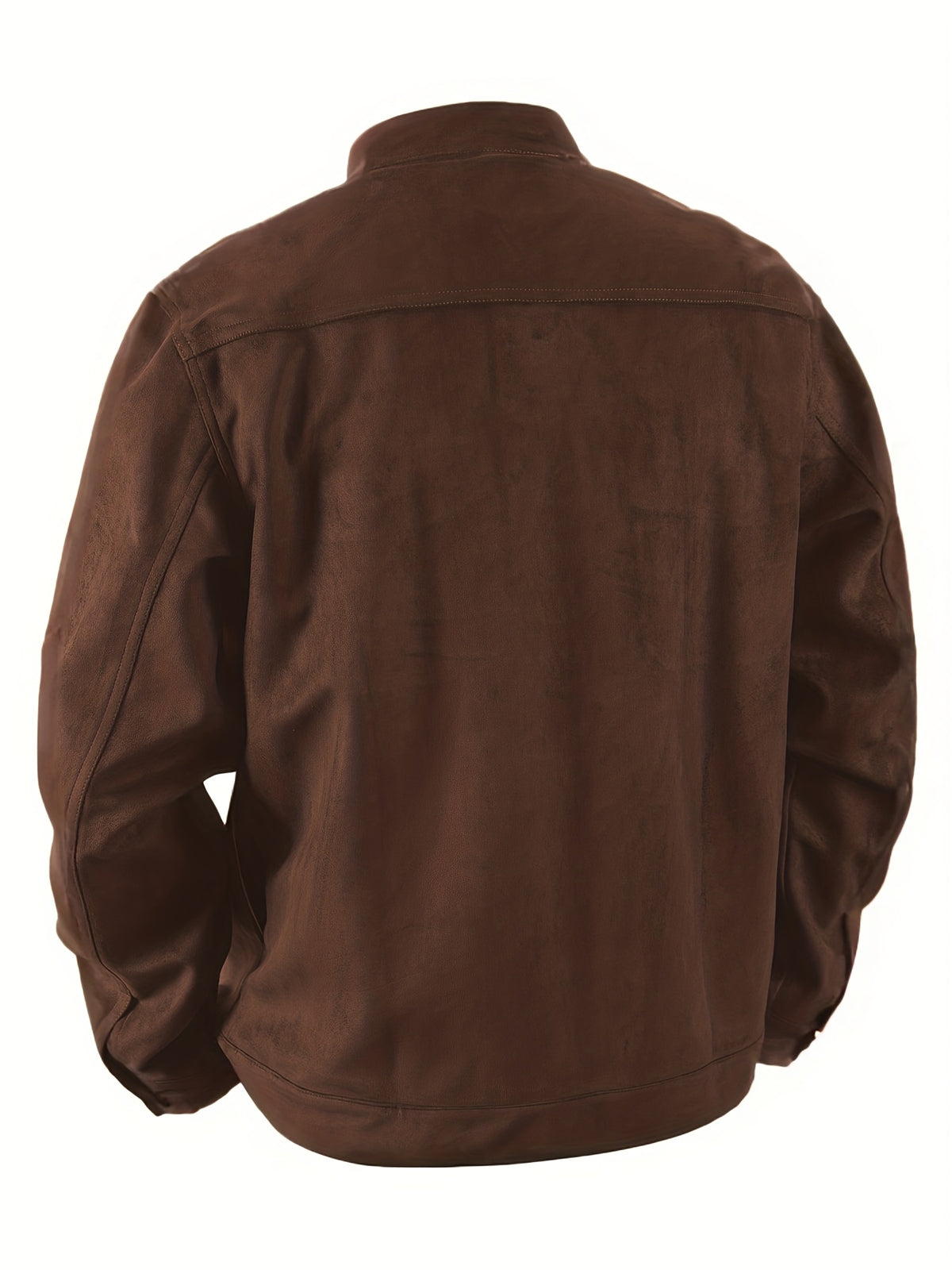 Veste en faux daim pour homme – Manteau décontracté à col montant boutonné