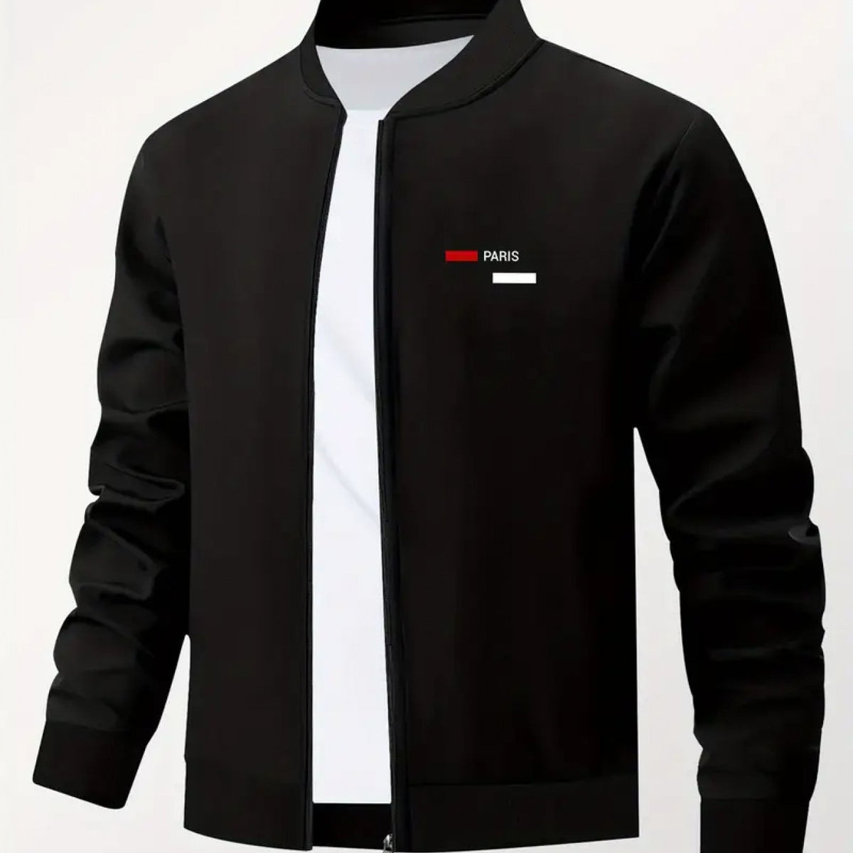 Men’s Printed Baseball Collar Jacket – Casual Streetwear Zip Workwear Coat