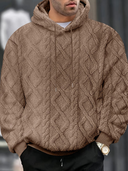 Men’s Casual Hooded Sweatshirt – Solid Color Slight Stretch Pullover