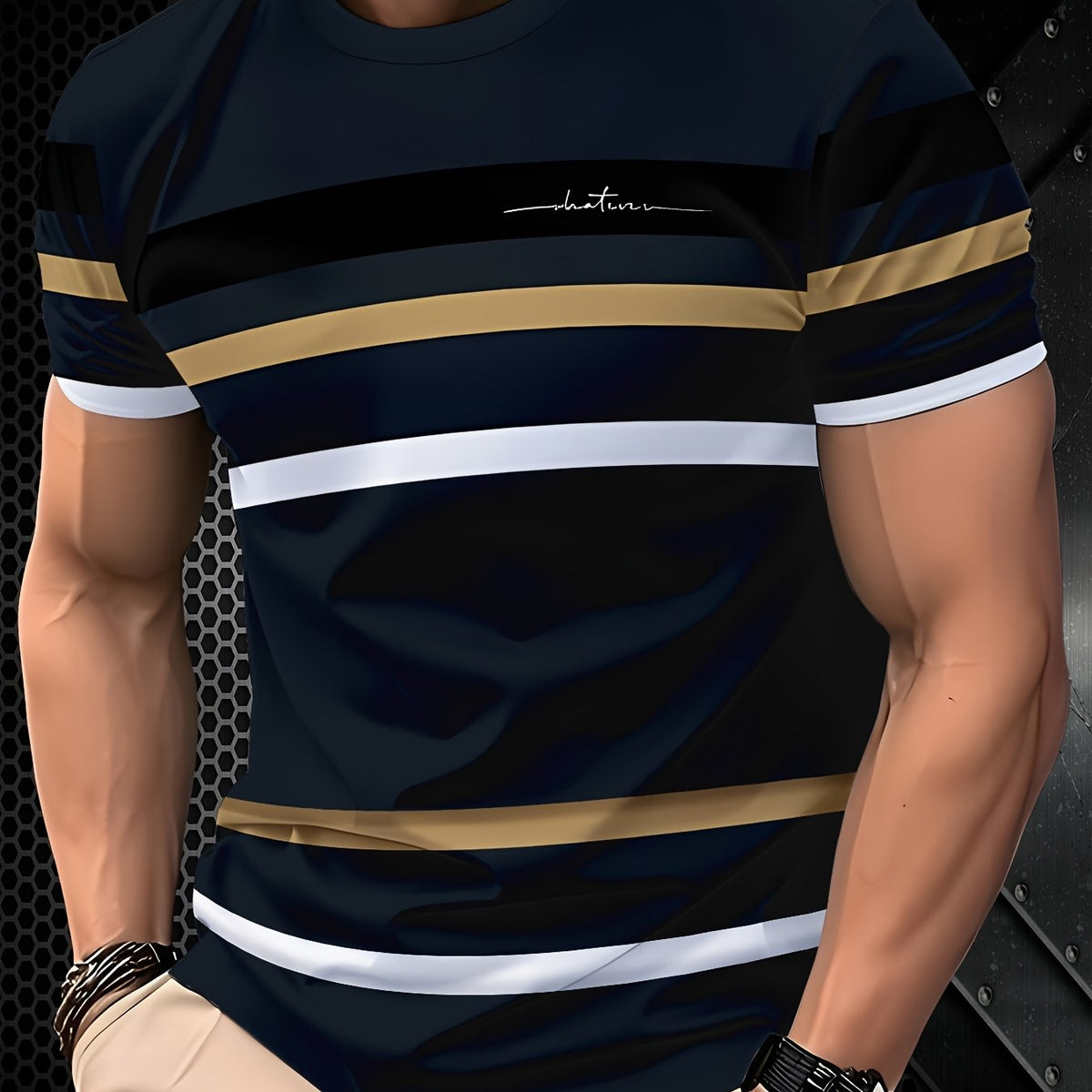 T-shirt graphique 3D pour homme – Col rond décontracté style streetwear