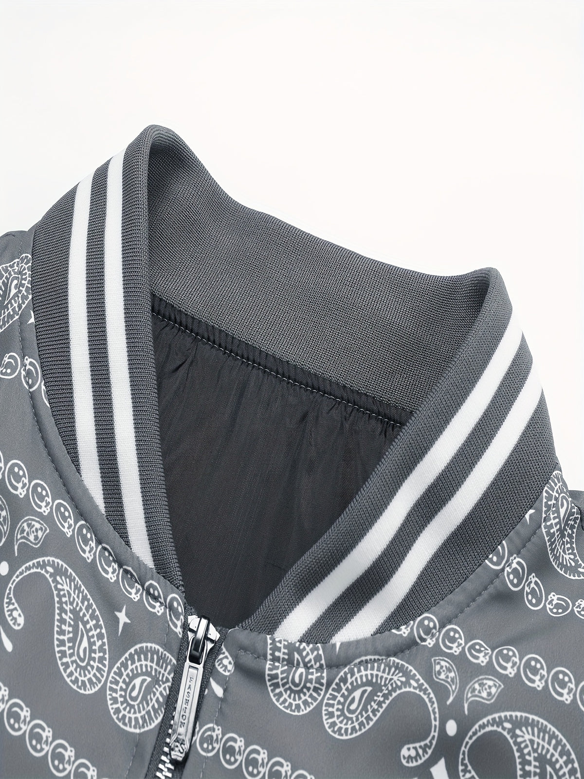 Men’s Paisley Bomber Jacket – Vintage Stand Collar Casual Outerwear