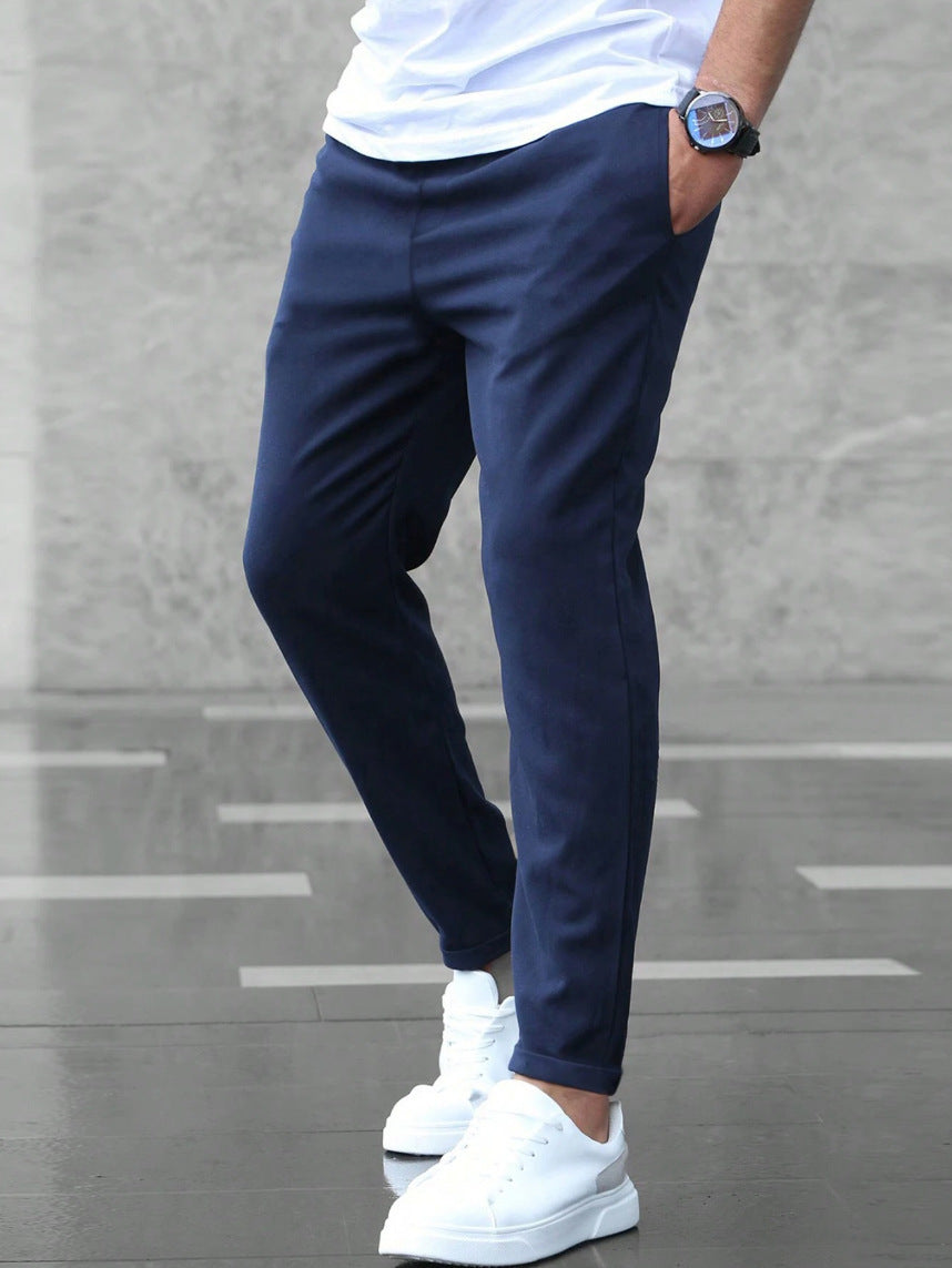 Loom & Soul™ Men’s Slim Fit Drawstring Pants – Casual Mid-Waist Trousers with Pockets