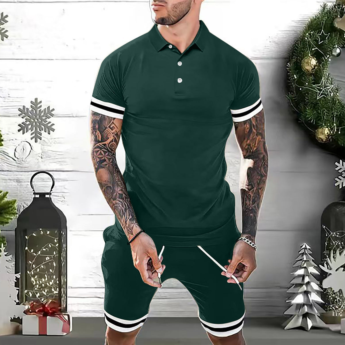 Ensemble 2 pièces d'été Polo et short pour homme – Tenue de sport décontractée
