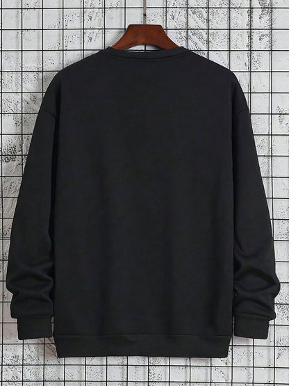 Sweat-shirt imprimé col rond pour homme – Pull tendance décontracté streetwear