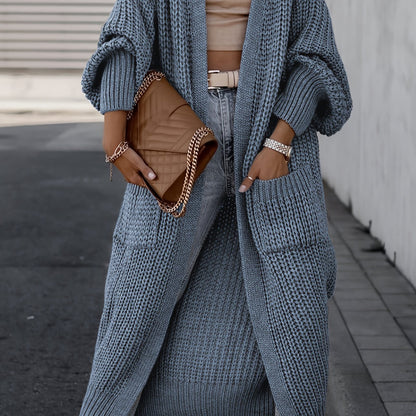 Elegant Deep V-Neck Ribbed Cardigan – Women’s Fall/Winter Knit Sweater