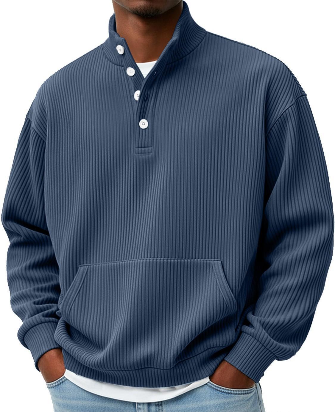 Men’s Solid Color Turtleneck Sweatshirt – Long Sleeve Casual Polo
