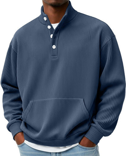 Men’s Solid Color Turtleneck Sweatshirt – Long Sleeve Casual Polo