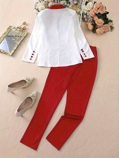 Women's Elegant Patchwork Fashion Suit – Spring/Fall Two-Piece Set