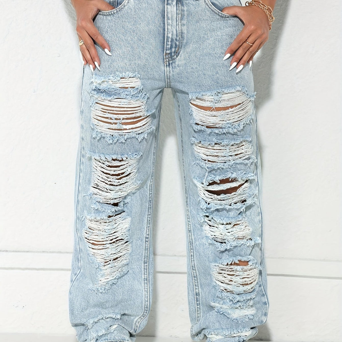 Jean Large Coupe Vintage Effet Délavé – Denim Urbain Bleu Lavé Classique